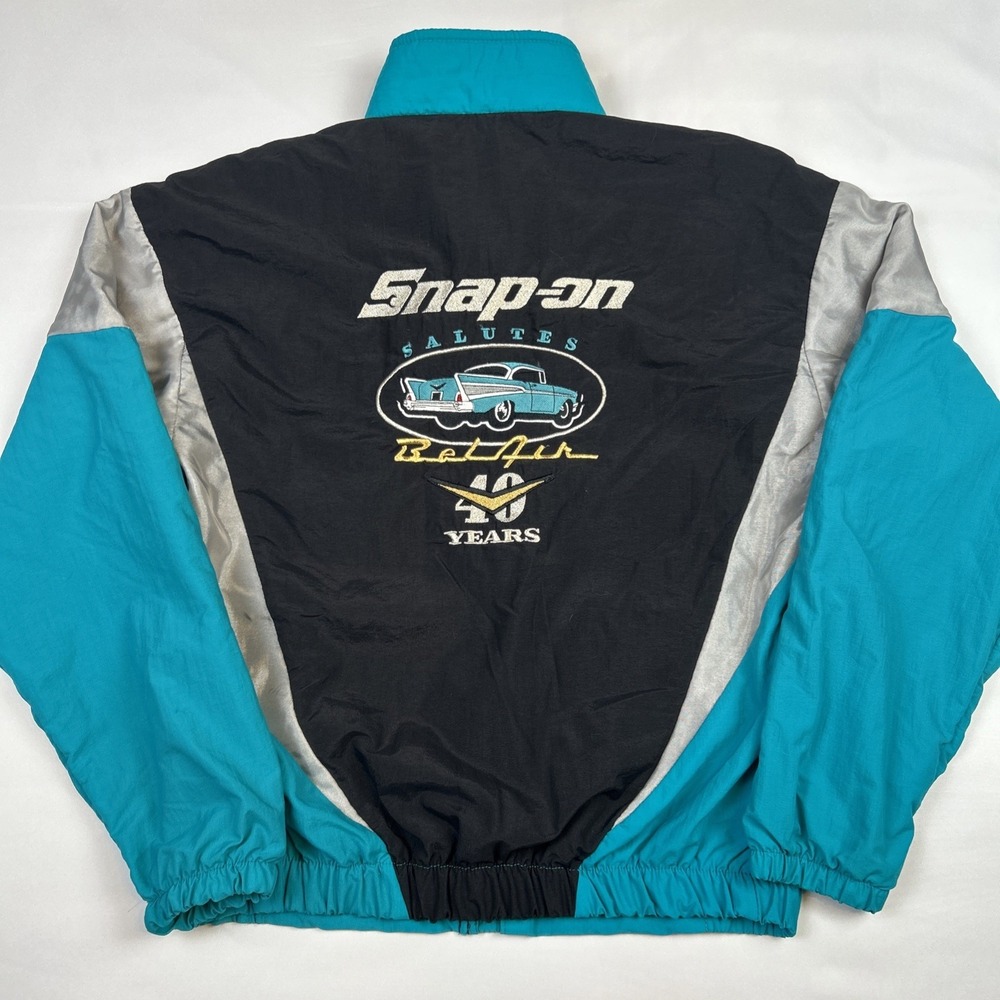 VTG Swingster Bomber Jacket Sz M USA Snap On Salutes Belair 40 Years Embroidered